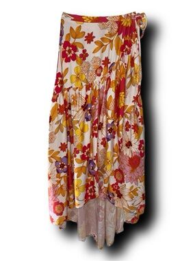 Cynthia Rowley Boho Floral High Low Wrap Skirt